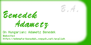 benedek adametz business card